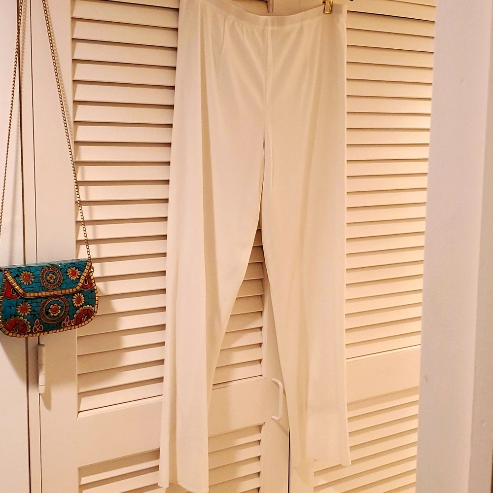 Ming Wang Lined Knit Pants in White